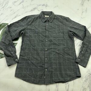 Marine Layer Mens Flannel Shirt Size L Larger Gray Plaid Long Sleeve Button Up